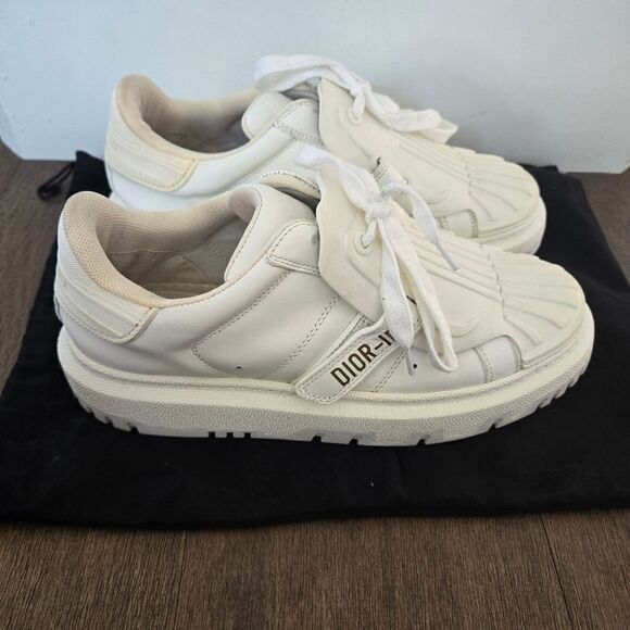 Dior -ID White Calfskin And Gold-Tone Laminate Low Top Sneakers Sz 40 9
